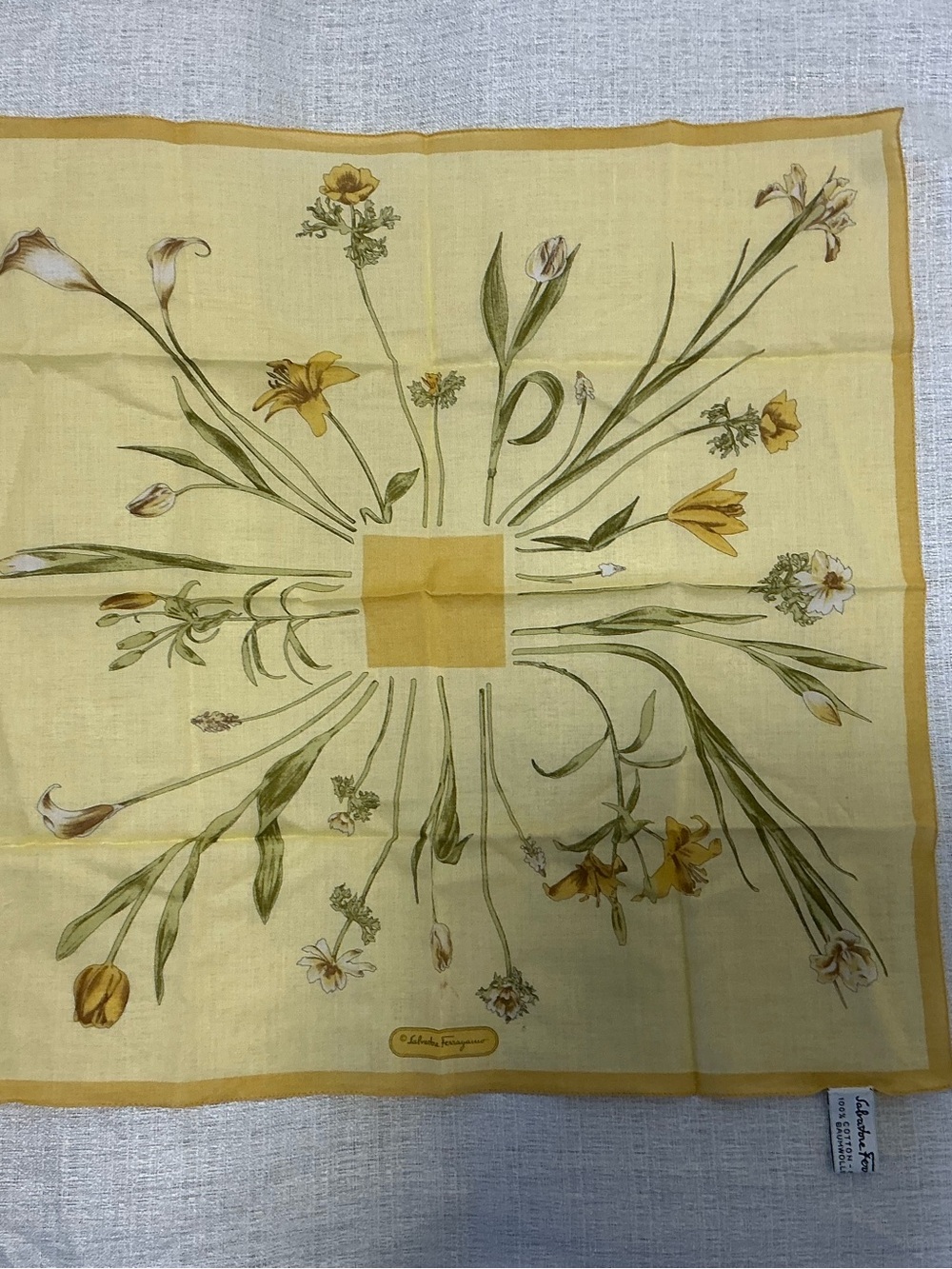 Salvatore Ferragamo Vintage Floral Cotton Scarf Handkerchief